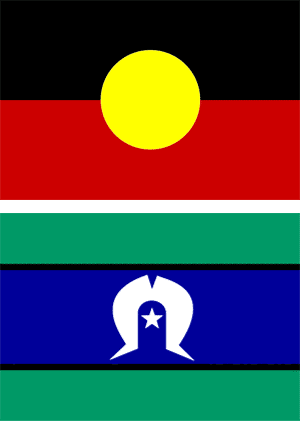 Flags of the Aboriginal and Torrest Strait Island peoples.